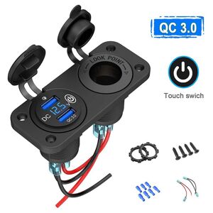 Car Lover 2-In-1 Wasserdichtes Dual-Qc-3.0-Usb-Autoladegerät Mit Touch-Schalter, 12 V, 24 V, Zigarettenanzünder-Buchse Für Motorrad, Boot, Lkw, Atv