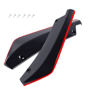 Tautoparts Glossy Black & Red Line Car Front Bumper Side Rock Extension Strip Spoiler