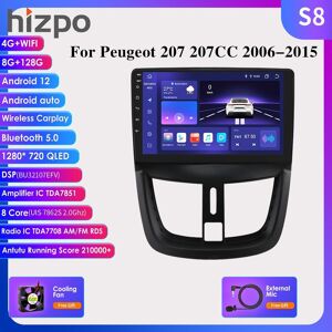 Hizpo Dsp Ips Android 12 Autoradio Multimedia Video Player Für Peugeot 207 Cc 207cc 2006 - 2015 Gps 2din Rds Stereo Intelligenter Bildschirm Autoradio Carplay