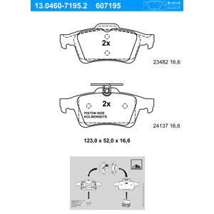 Ate Bremsbelagsatz, Scheibenbremse Hinten Rechts Links Für Ford C-Max Ii 1.6 Ti Ecoboost Tdci Grand 2.0 Mazda 5 Cd Volvo C30 D2 D3 D4 C70 3 Mzr S40