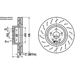 Ate Bremsscheibe 24.0132-0168.1 Gelocht/innenbel.Vorne Rechts Links Für Mercedes-Benz E-Klasse E 350 Cdi C-Klasse C 250 4-Matic 500 200 Cgi 400