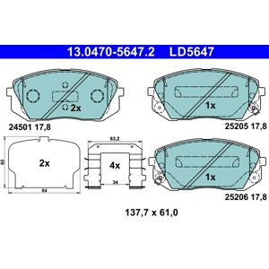 Ate Bremsbelagsatz, Scheibenbremse Mit Zubehörvorne Rechts Links Für Hyundai Ix35 2.0 Crdi 1.6 1.7 I40 Gdi Kia Sportage Awd 4wd Cee'D Gt Pro Gdi