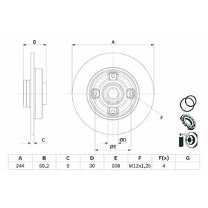 Bosch Bremsscheibe 0 986 479 F74 Vollhinten Rechts Links Für Peugeot 208 I 1.0 1.2 Vti 82 2008 Vti Citroen C4 Cactus Thp 110 1.6 Hdi / Bluehdi 75