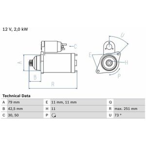 Bosch Starterfür Vw Passat B7 2.0 Tdi 4motion Transporter T5 Multivan Golf Vi R Jetta Iv Skoda Octavia Iii 16v 4x4 Touran Eos Audi A3 Rs3 Quattro