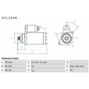 Bosch Starterfür Vw Passat B7 2.0 Tdi 4motion Seat Alhambra Golf Vi Touran Jetta Iv Eos Skoda Superb Ii 16v 4x4 Caddy Iii Scirocco Audi Q3 Quattro