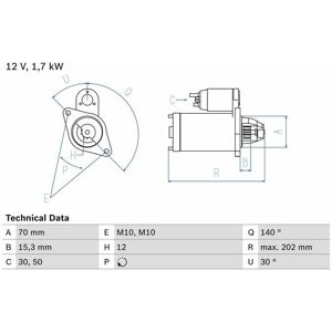 Bosch Starterfür Mercedes-Benz Cls 250 Cdi / Bluetec D Sprinter 3,5-T 313 4x4 5-T 513 C-Klasse C 180 200 4-Matic Vito Mixto 110 113 116 Viano 2.0