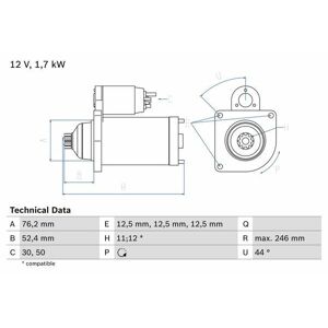 Bosch Starterfür Seat Ibiza Iv 1.2 Tdi Leon 1.6 Vw Golf Plus V Skoda Octavia Iii 4x4 Jetta Tsi 2.0 Roomster Superb Ii Vi Audi A1 Caddy Altea 16v Xl