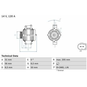 Bosch Generator 14v 120a Für Mercedes-Benz Sprinter 3,5-T 313 Cdi 4x4 5-T 513 Vito / Mixto 110 113 116 Viano 2.0 2.2 4-Matic 516 316classic 311 111