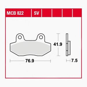 TRW Lucas Bremsbeläge organisch MCB822  76,9x41,9x7,5mm