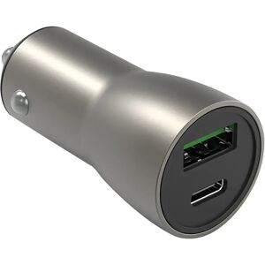 Smartline PD (Power Delivery) 36W Biloplader m. USB-C & USB-A - Metal Grå