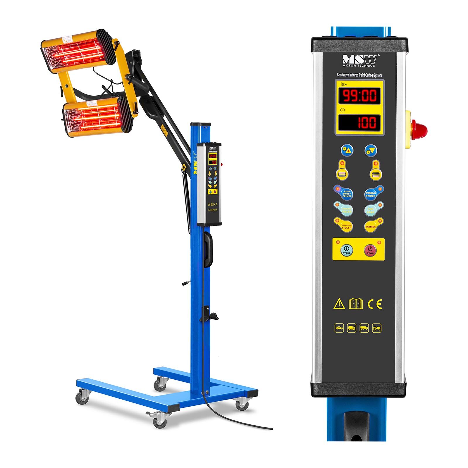 MSW Infrarød laktørrer - 2.200 W - 2 varmelamper - digitalt display