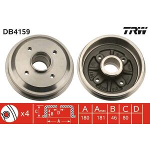 TRW Tambor de freno para PEUGEOT: 206, 106, 206+ & CITROËN: Saxo, AX (Ref: DB4159)