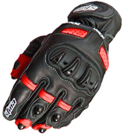 STINA Guante Racing  Mbg4188 Piel Negro Rojo Con Kevlar Corto