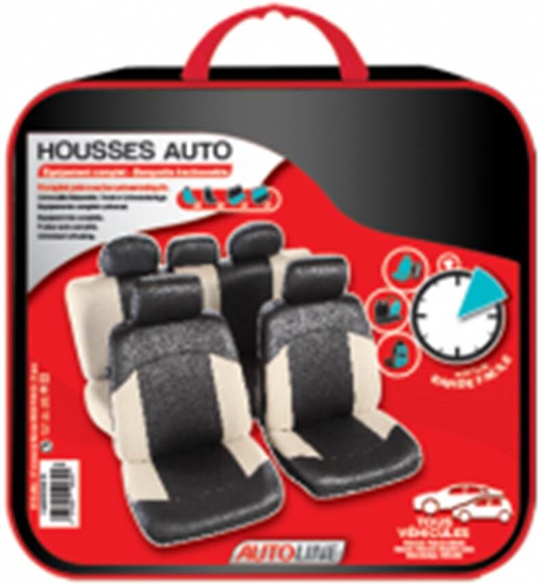 AUTOLINE Fundas de asiento de coche uranus negro/crudo juego completo