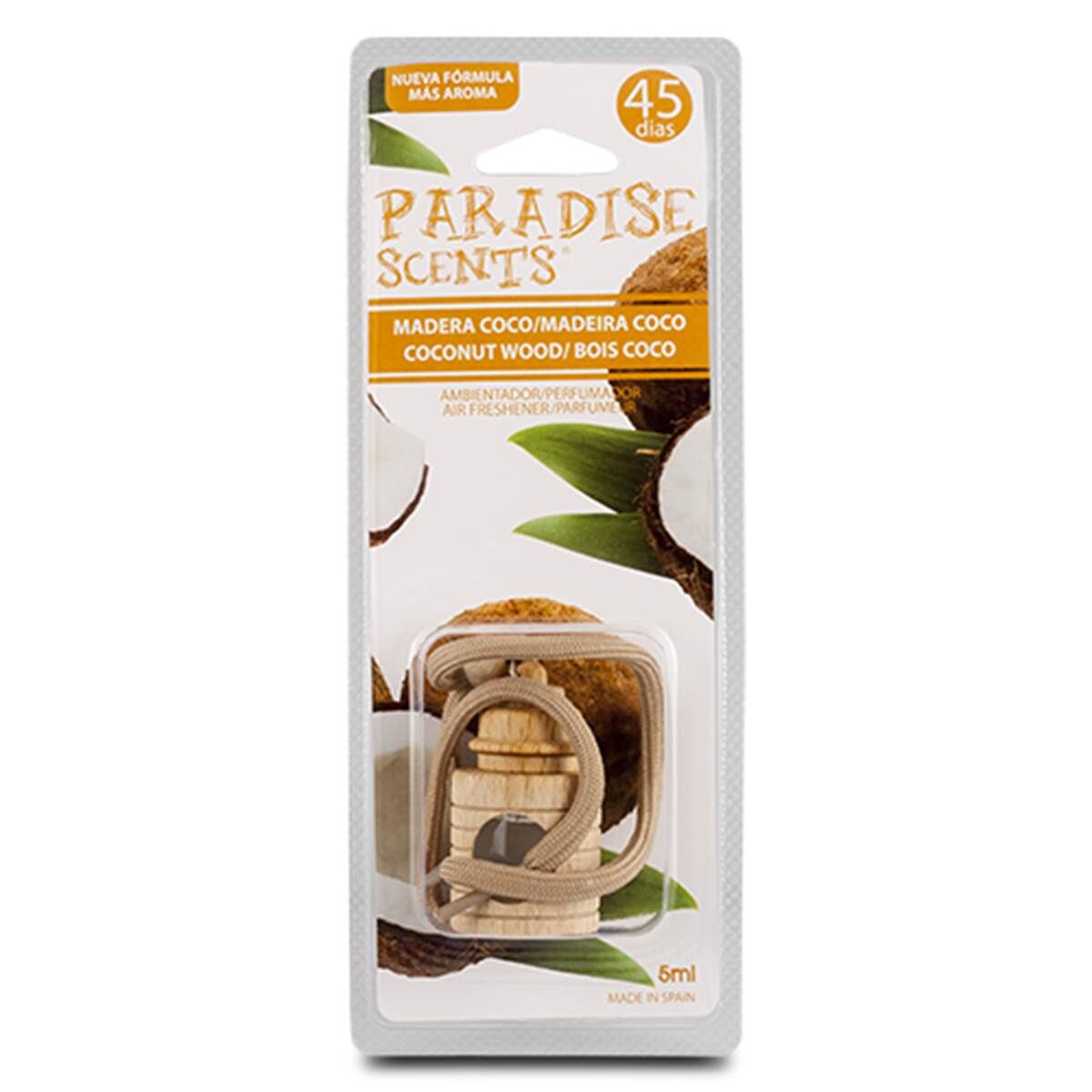 PARADISE SCENTS Ambientador coche madera  coco 5 ml