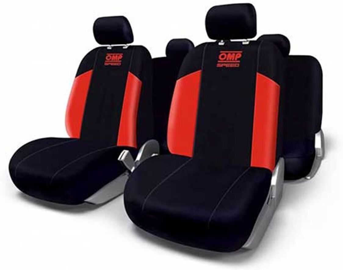 OMP Juego fundas de asiento de coche negro/rojo  speed