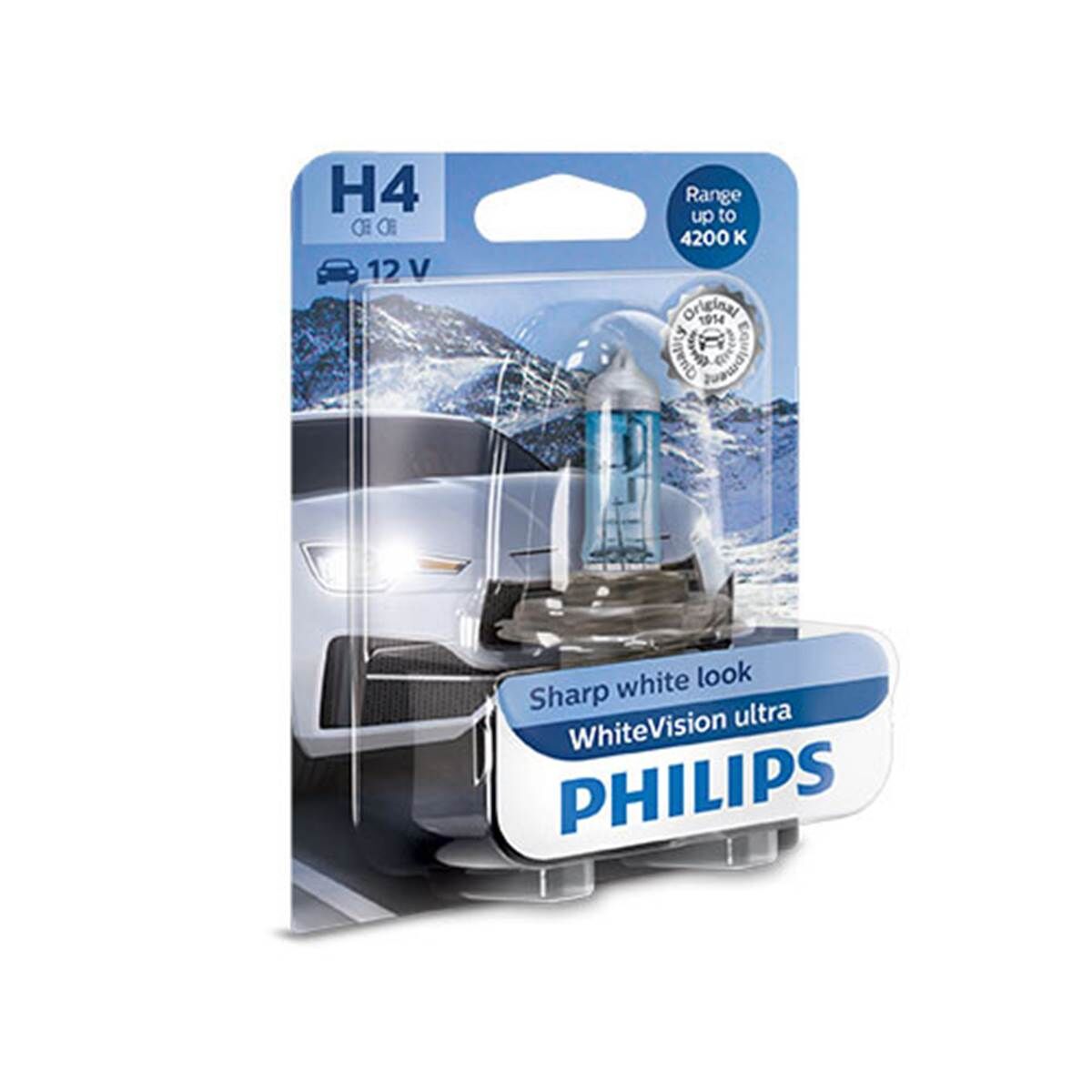 Philips Bombilla h4  whitevision ultra 12v 60w 1ud