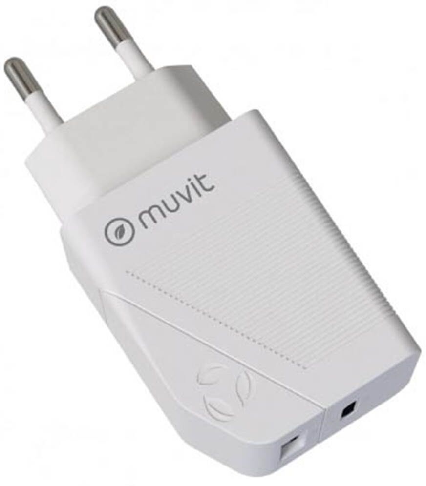 MUVIT Transformador 1 usb qc 3.0 18w+1 tipo c pd 20w blanco  for change