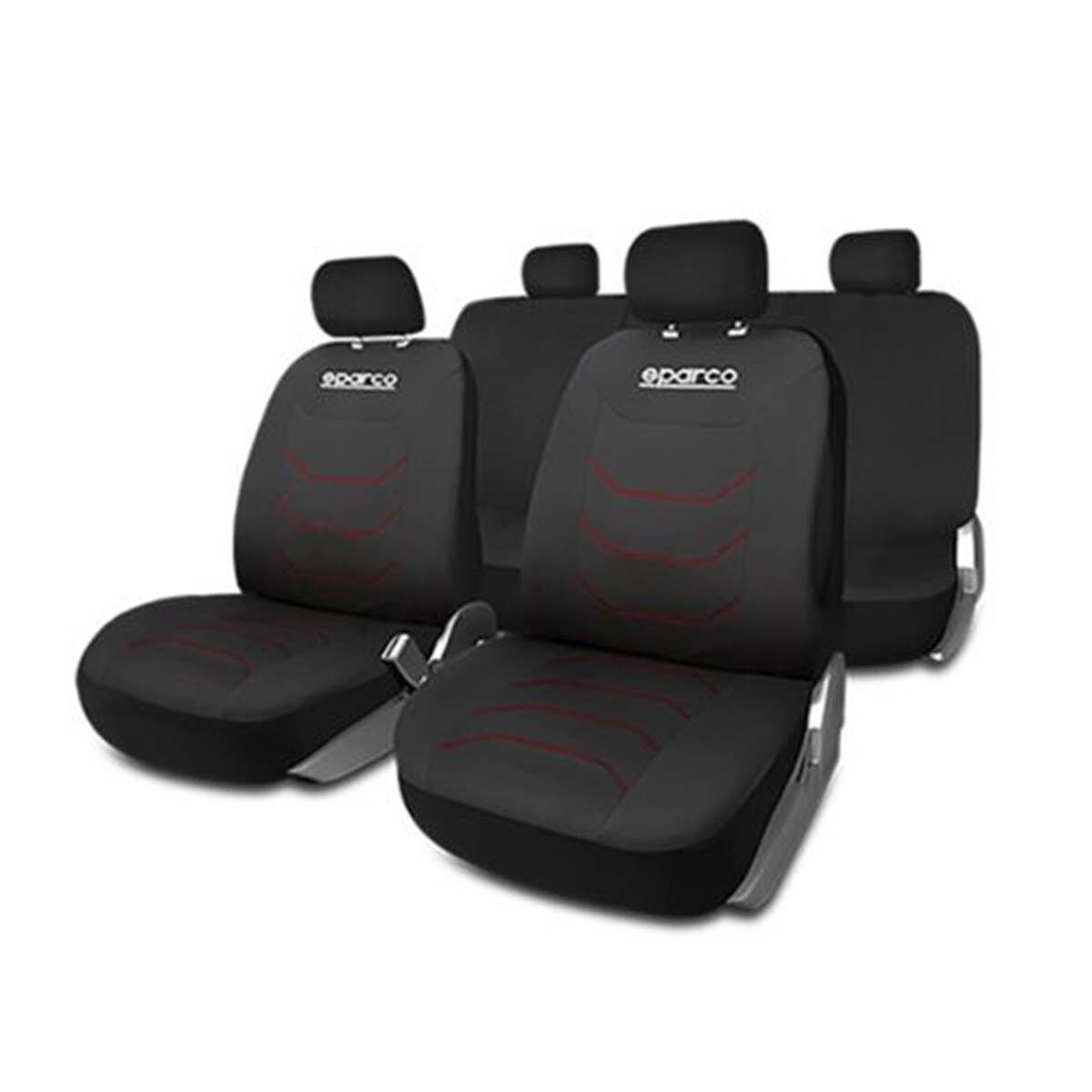 Sparco Juego completo de fundas de asiento para coche  negro y roja corsa