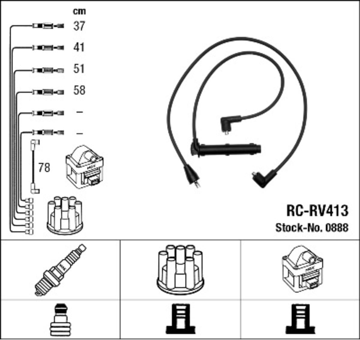 Juego de cables de encendido NGK 0888