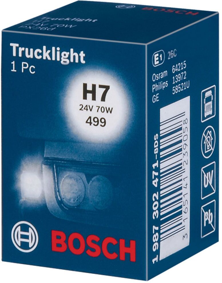 Lámpara incandescente halógena BOSCH H7 Trucklight 24V, 70W