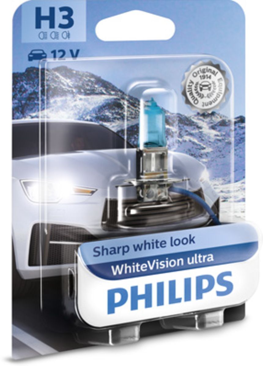 Lámpara incandescente halógena PHILIPS H3 WhiteVision Ultra 12V, 55W