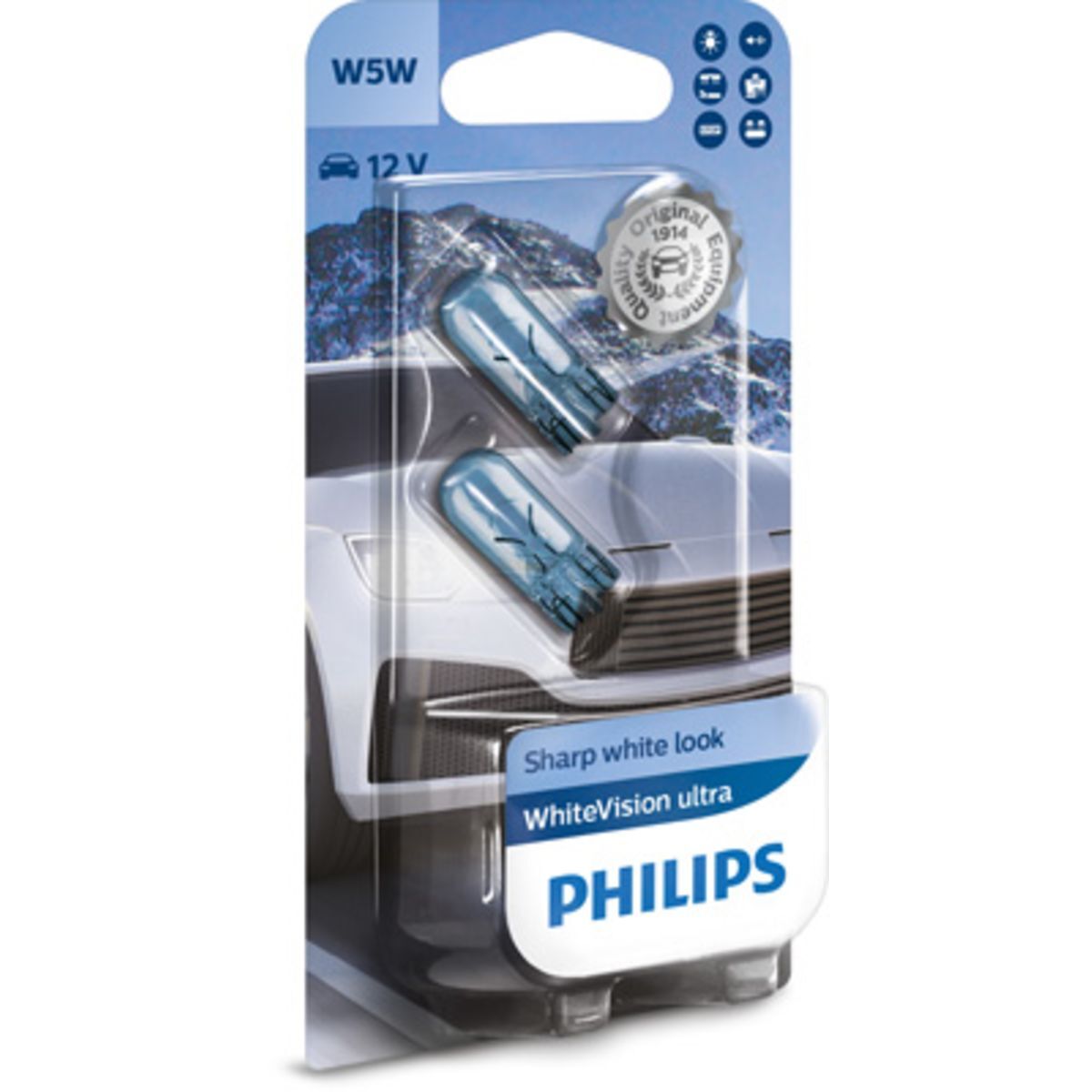 Bombilla del panel de instrumentos PHILIPS W5W WhiteVision Ultra 12V/5W, 2 Pieza