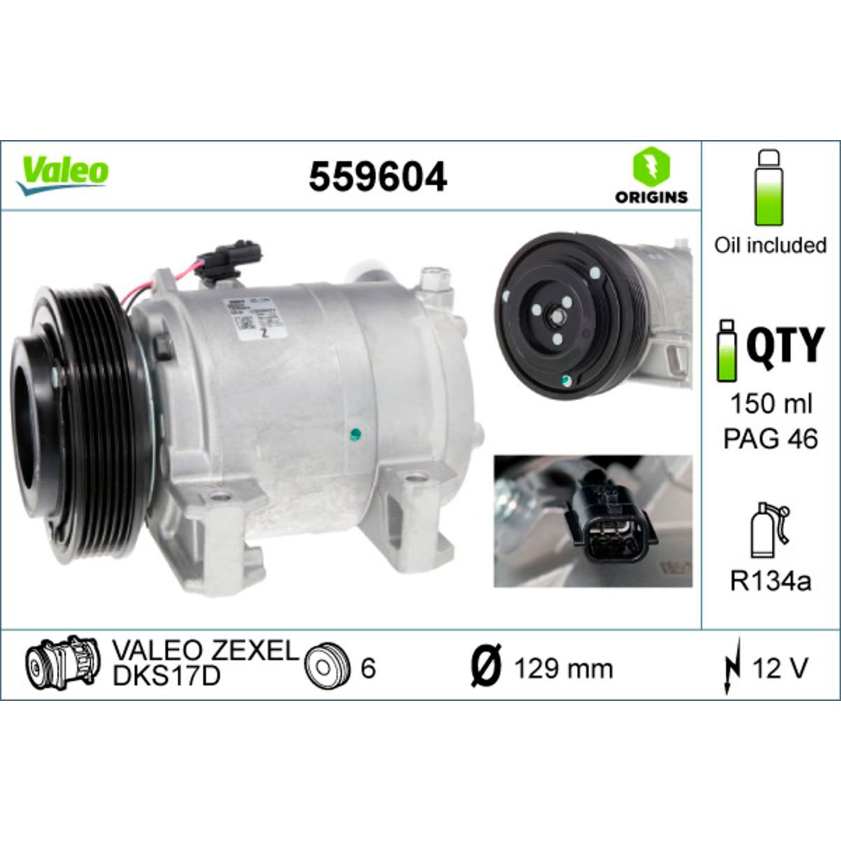 Compresor de aire acondicionado VALEO 559604