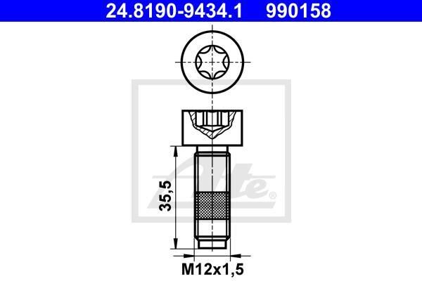 ATE Tornillo, disco de freno para FORD: Transit/Tourneo (Ref: 24.8190-9434.1)