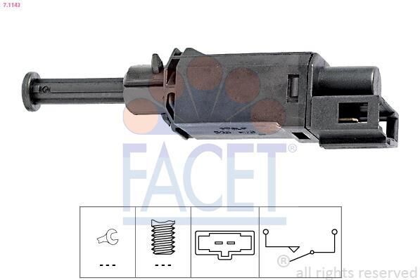 FACET Interruptor para SEAT: Leon, Toledo, Alhambra, Arosa & VOLKSWAGEN: Golf, Transporter, Polo, Bora, Sharan, Lupo, Passat, New Beetle (Ref: 7.1143)