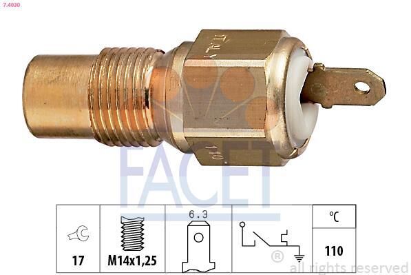 FACET Interruptor de temperatura, testigo de líquido refrigerante para CITROËN: C15, AX, BX & PEUGEOT: 205, 309, 405, 505 (Ref: 7.4030)