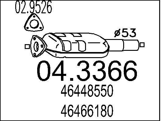 MTS Catalizador para FIAT: Bravo, Brava, Marea & LANCIA: Delta, Dedra (Ref: 04.3366)