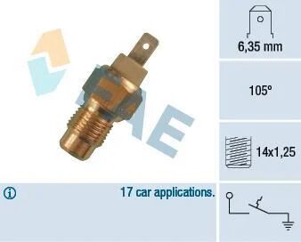 FAE Interruptor de temperatura, testigo de líquido refrigerante para CITROËN: C15, BX, C25, Visa & PEUGEOT: 505 & FORD: Scorpio, Granada (Ref: 35170)