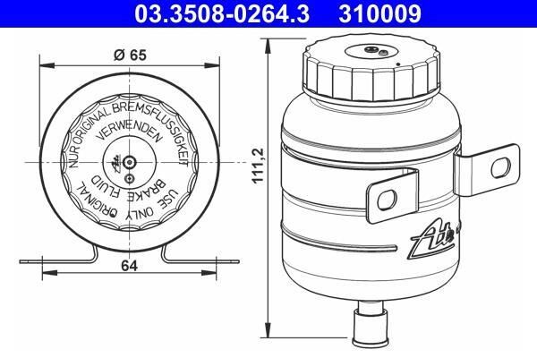 ATE Depósito compensación, líquido de frenos para MERCEDES-BENZ: T2/L (Ref: 03.3508-0264.3)