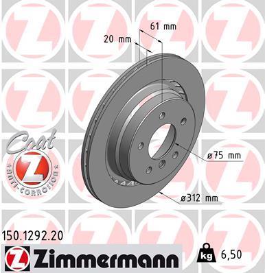 OTTO ZIMMERMANN GMBH Disco de freno trasero izquierdo para BMW: Z3, M3 (Ref: 150.1292.20)