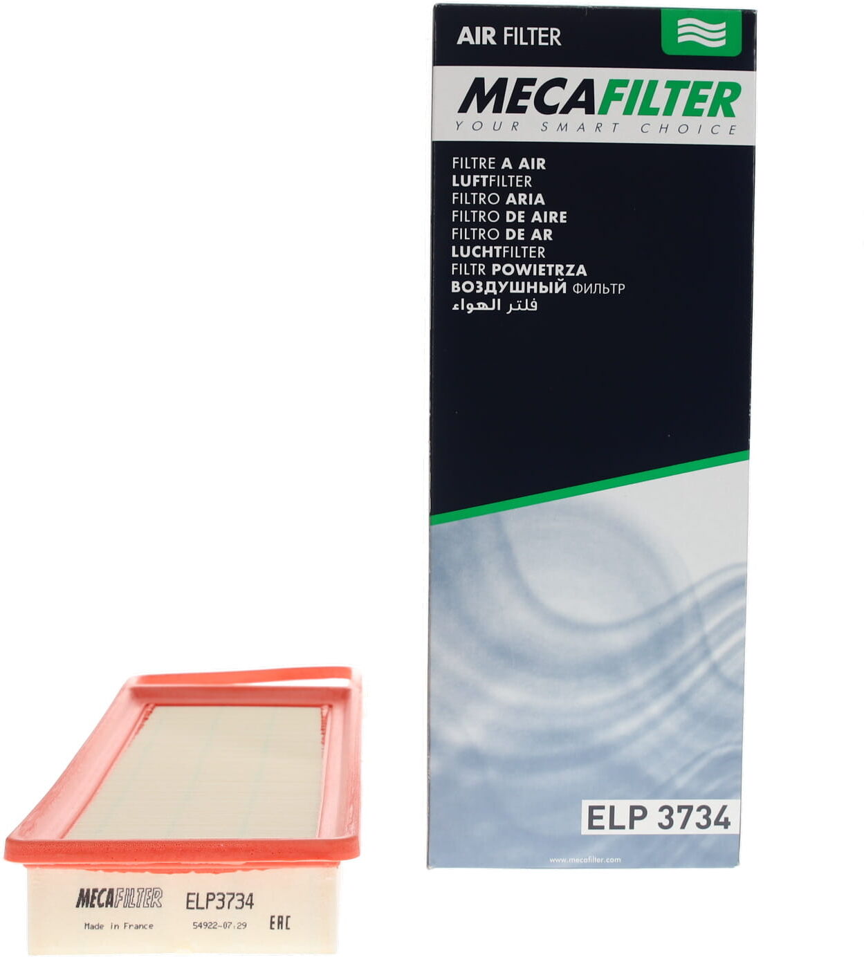 MECAFILTER Filtro de aire para PEUGEOT: 206, 307, 207, 206+, 1007, Bipper, 107, 207+ & CITROËN: C3, Xsara, C2, Nemo, C3 Pluriel, C1 (Ref: ELP3734)