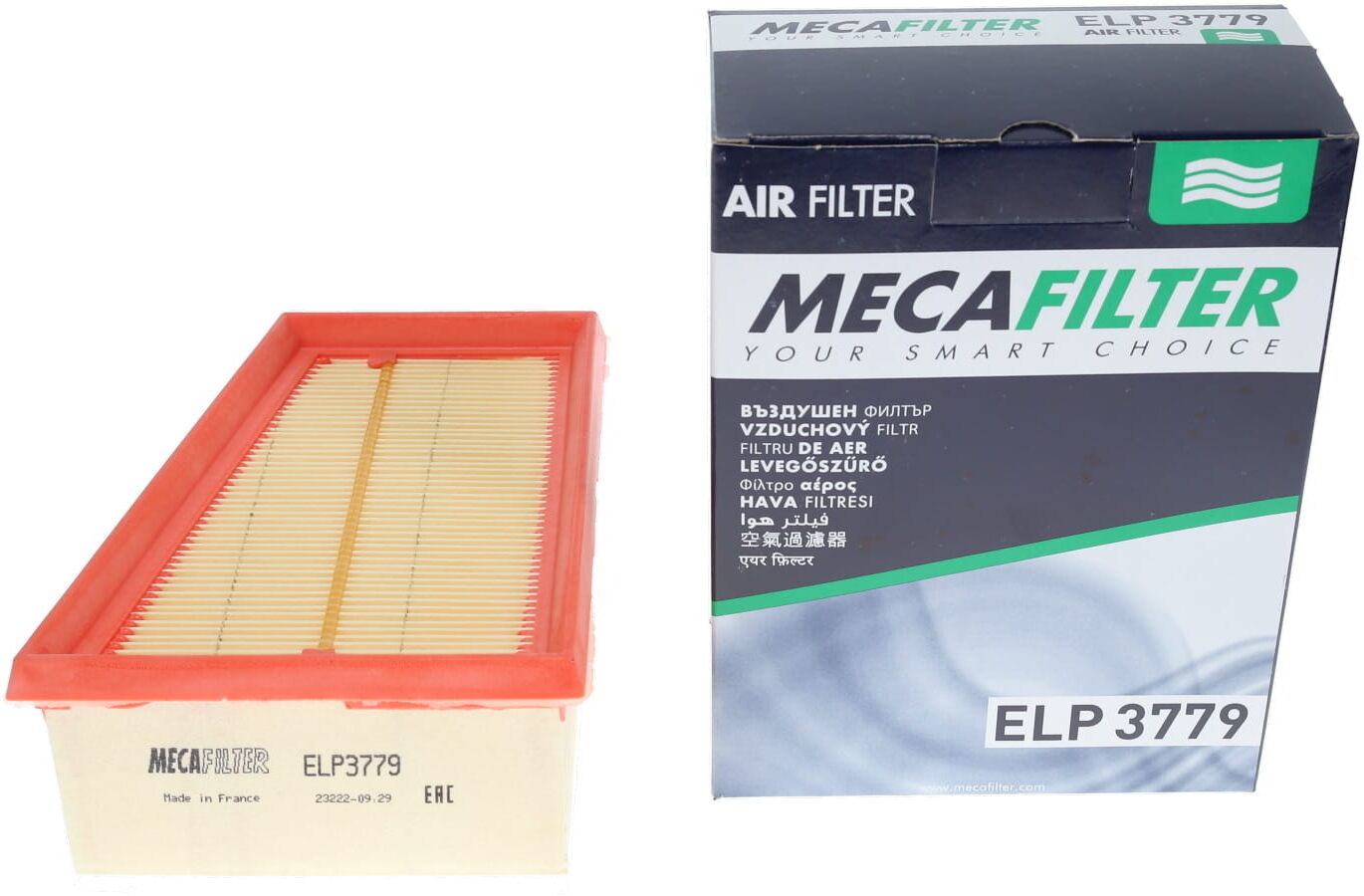 MECAFILTER Filtro de aire para RENAULT: Mégane, Scénic, Clio, Kangoo, Trafic, Mégane Scenic, Laguna, Mégane Classic, Espace (Ref: ELP3779)