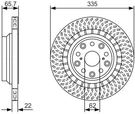 Bosch Disco de freno trasero derecho para LEXUS: LS (Ref: 0 986 479 T34)