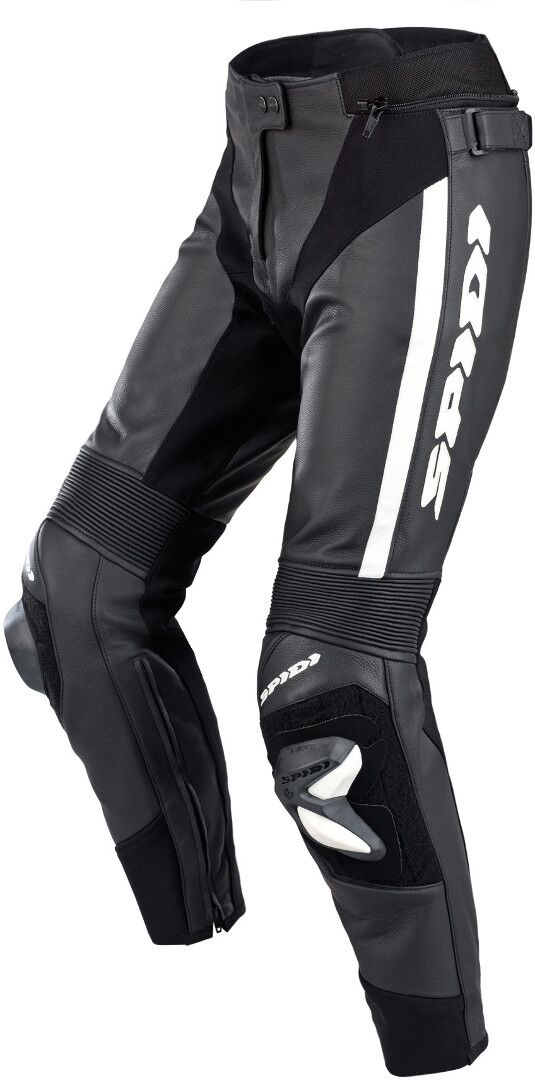 Spidi RR Pro 2 Señoras Pantalones de Cuero de Motocicleta - Negro Blanco (50)