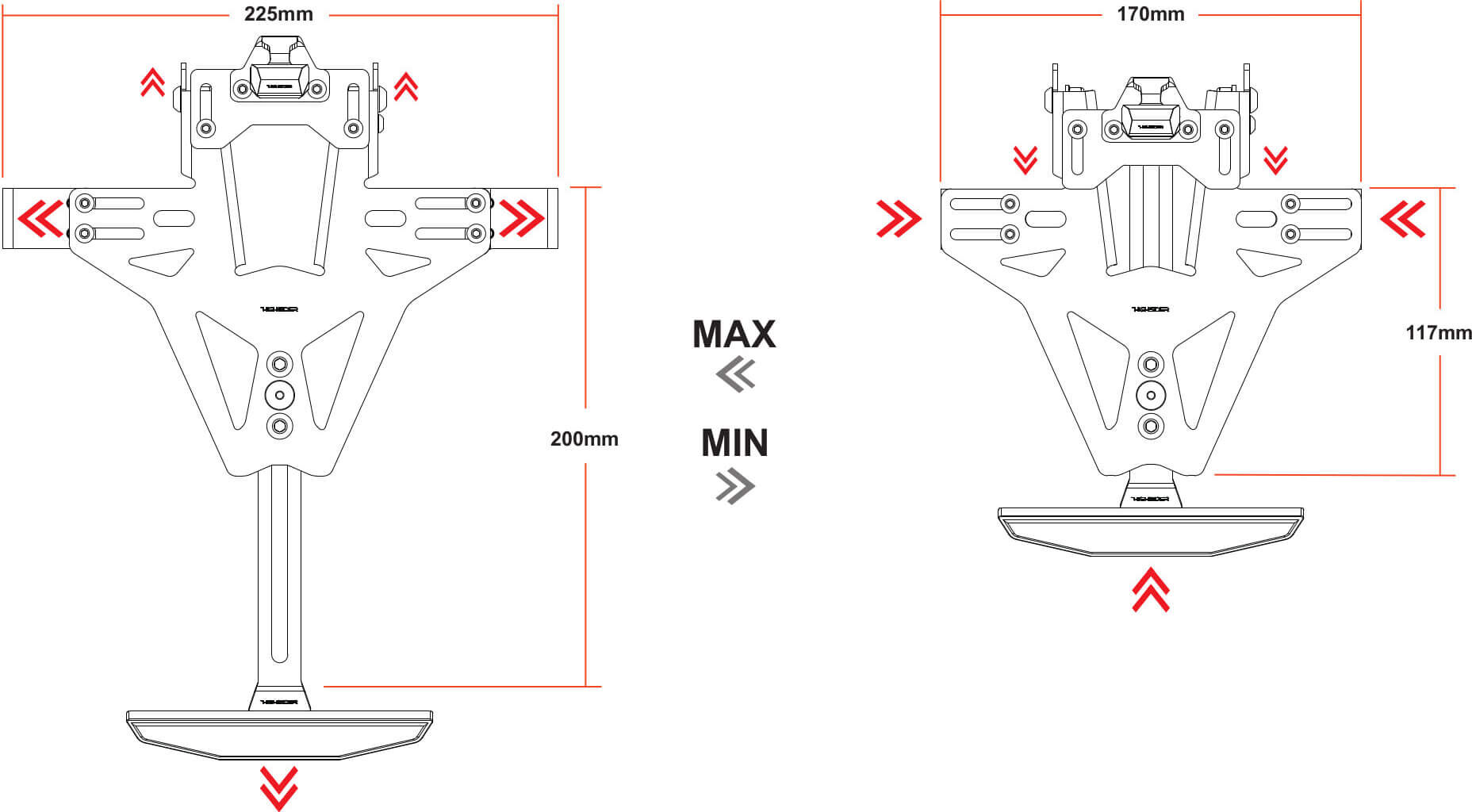 HIGHSIDER AKRON-RS PRO para Honda CB 300 R 18-, incluida la luz de la matrícula - Negro