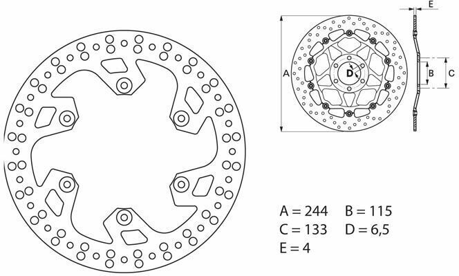 Brembo S.p.A. Serie Oro Disco de Freno Fijo Redondo -