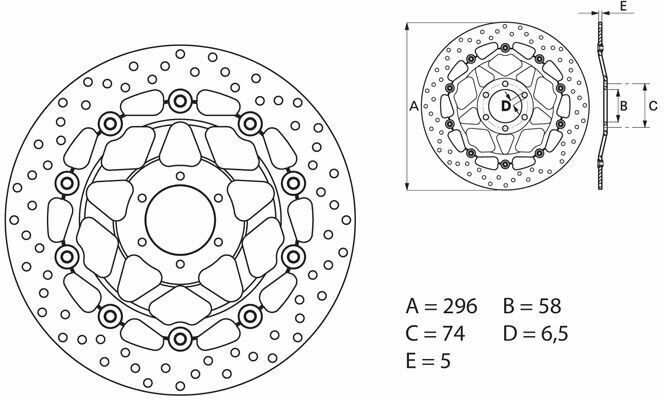 Brembo S.p.A. Disco de freno flotante redondo Serie Oro -