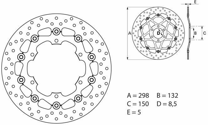 Brembo S.p.A. Disco de freno flotante redondo Serie Oro -