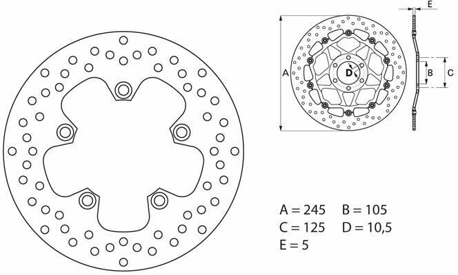 Brembo S.p.A. Serie Oro Disco de Freno Fijo Redondo -