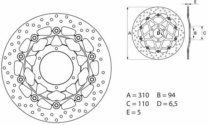 Brembo S.p.A. Disco de freno flotante redondo Serie Oro -