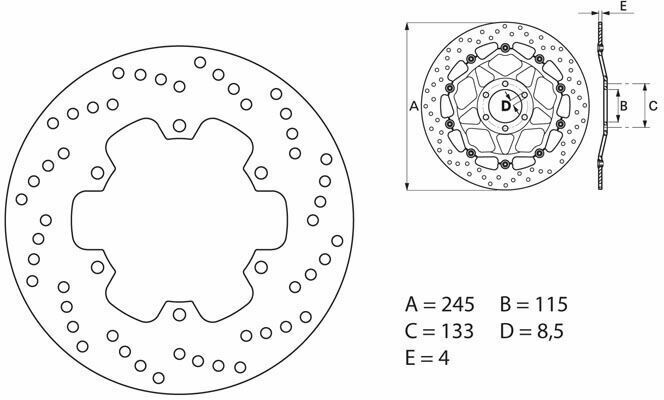 Brembo S.p.A. Serie Oro Disco de Freno Fijo Redondo -