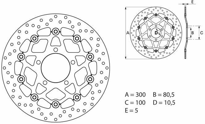 Brembo S.p.A. Disco de freno flotante redondo Serie Oro -