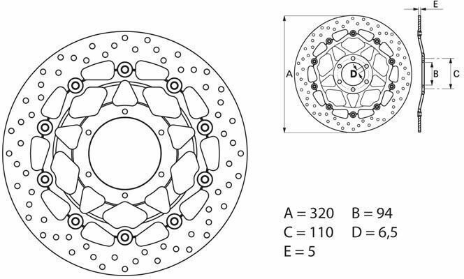 Brembo S.p.A. Disco de freno flotante redondo Serie Oro -