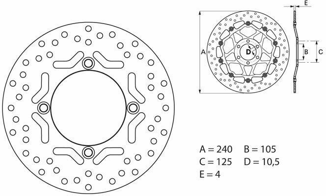 Brembo S.p.A. Serie Oro Disco de Freno Fijo Redondo -