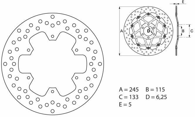 Brembo S.p.A. Serie Oro Disco de Freno Fijo Redondo -